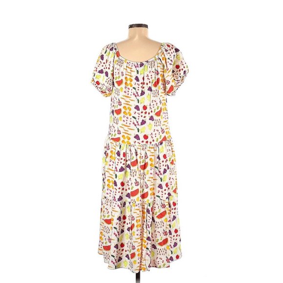 Lisa Says Gah Joni Farmers Market Fruit Food Print Maxi Dress Size Small - Picture 8 of 10